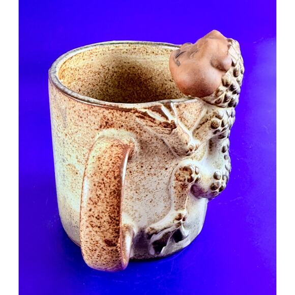 Vintage Japan Art Pottery Prehistoric Lizard Fangs Glazed Stoneware Mugs - Picture 3 of 11